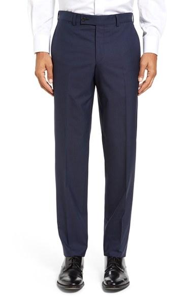 Men's Ted Baker London Jefferson Flat Front Solid Wool Trousers R - Blue