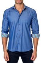 Men's Jared Lang Trim Fit Dot Print Sport Shirt - Blue