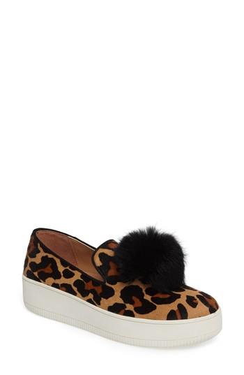 Women's Linea Paolo Sammy Ii Genuine Calf Hair Platform Sneaker With Genuine Rabbit Fur Trim
