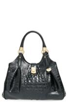 Brahmin Elisa Croc Embossed Leather Shoulder Bag - Black