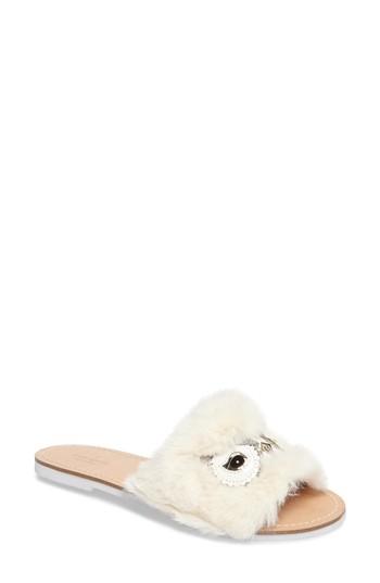 Women's Kate Spade Ingrid Faux Fur Trim Sandal .5 M - Ivory