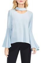 Women's Vince Camuto Choker Neck Bell Sleeve Blouse - Blue