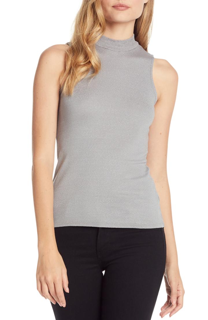 Women's Michael Stars Shine Mock Neck Tank Top, Size - Grey