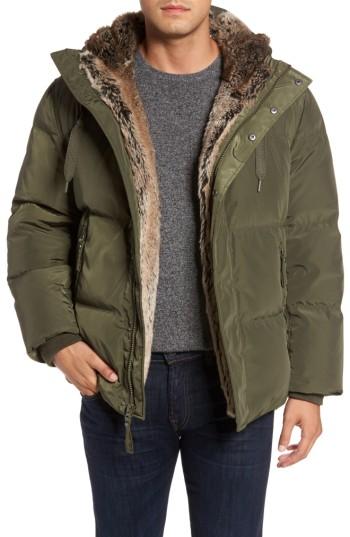 Men's Marc New York Athlone Faux Fur Down Jacket - Green