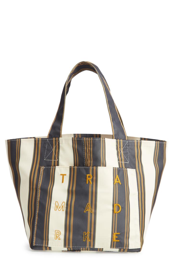 Trademark Small Stripe Nylon Grocery Tote - Black