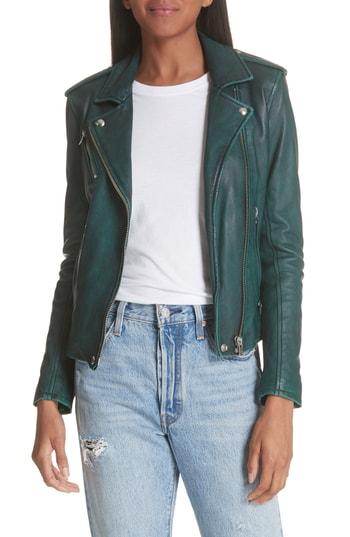 Women's Iro Leather Moto Jacket Us / 34 Fr - Green