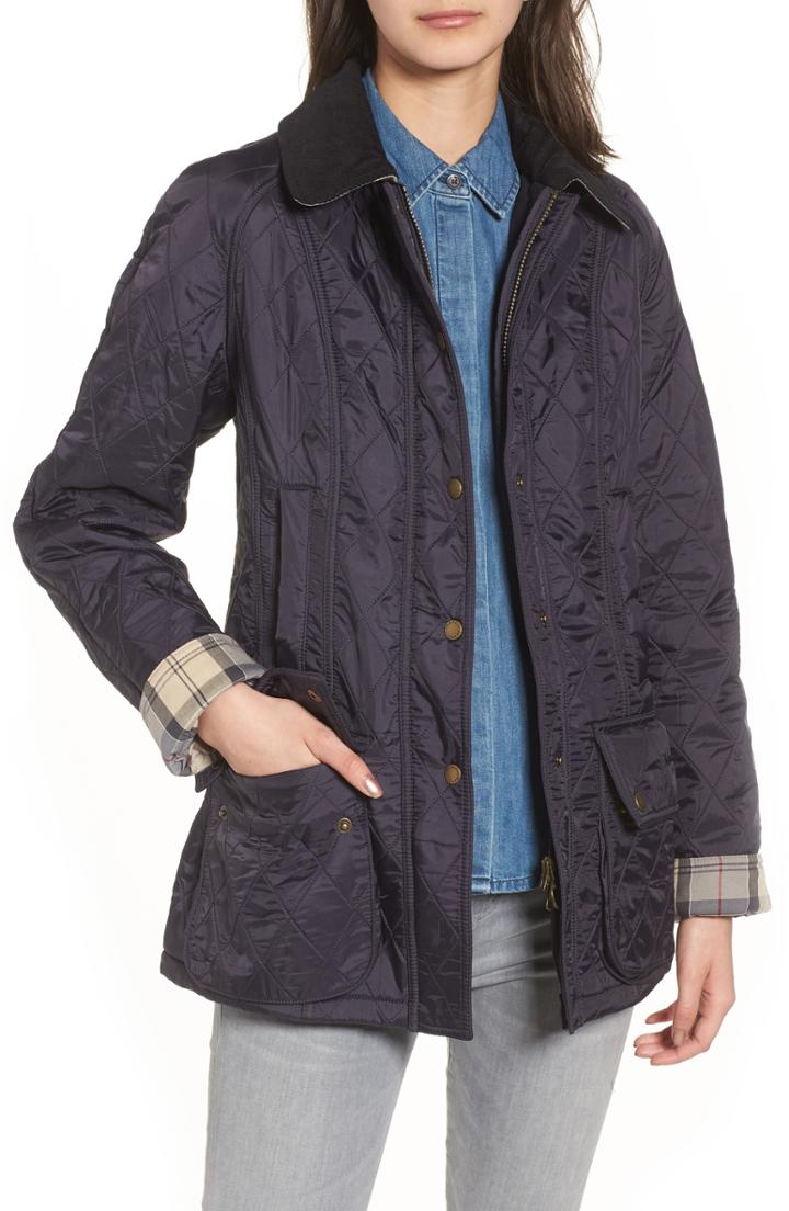 Women's Barbour 'beadnell' Quilted Jacket Us / 14 Uk - Blue