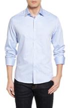 Men's Stone Rose Herringbone Stripe Sport Shirt - Blue