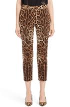 Women's Dolce & Gabbana Leopard Print Ankle Pants Us / 44 It - Brown