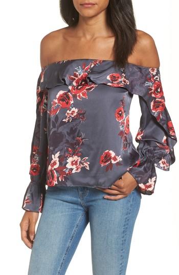 Women's Lovers + Friends Addie Off The Shoulder Blouse - Grey