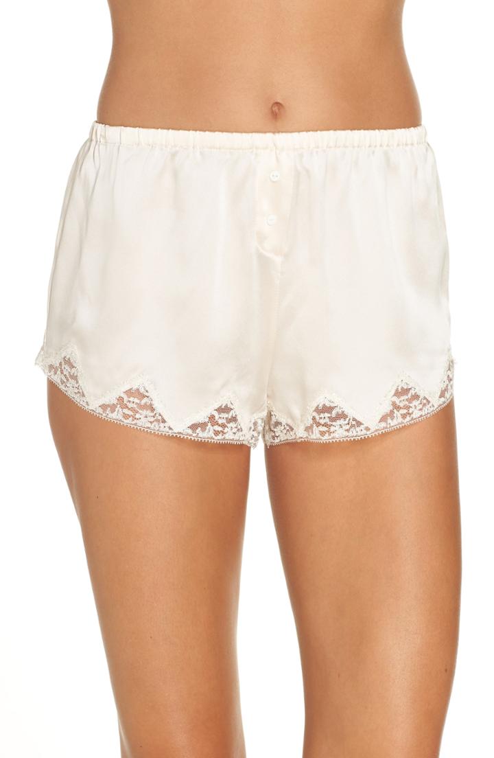 Women's Morgan Lane Lace Trim Silk Shorts - Ivory