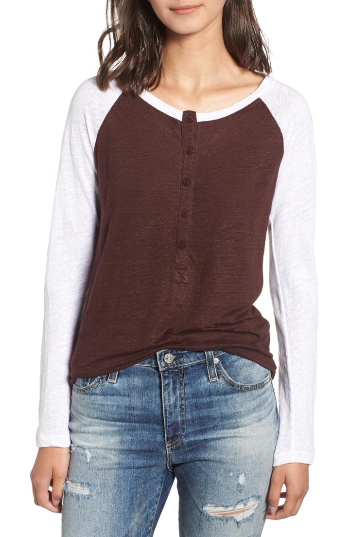 Women's Stateside Colorblock Linen Henley