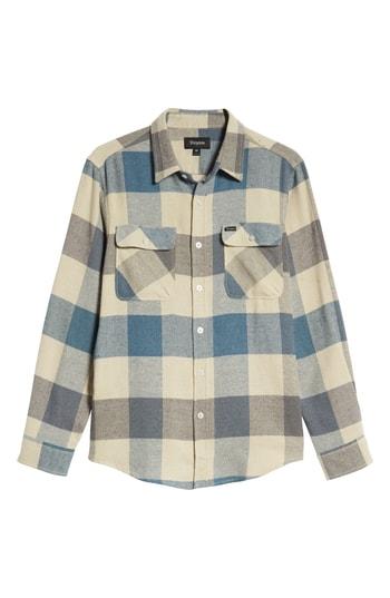 Men's Brixton Bowery Flannel Shirt, Size - Ivory
