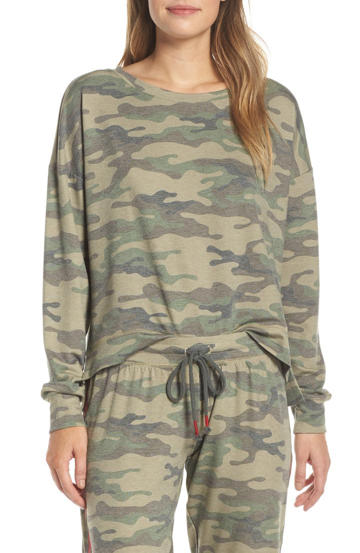 Women's Pj Salvage Camo Lounge Sweatshirt - Green