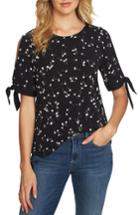 Women's Cece Simple Ditsy Tie Sleeve Top - Black