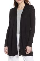 Women's Halogen Textured Cotton Knit Cardigan - Black