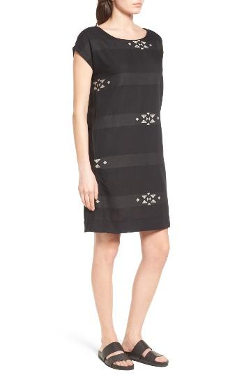 Women's Eileen Fisher Cotton Jacquard Shirt Dress, Size - Black