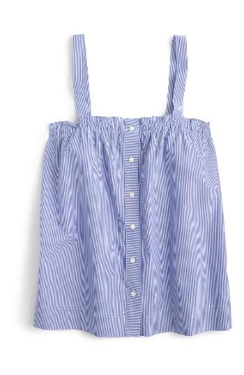Women's J.crew Button Front Ruffle Top - Blue