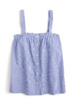 Women's J.crew Button Front Ruffle Top - Blue