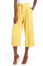 Women's English Factory Pleated Crop Trousers - Yellow