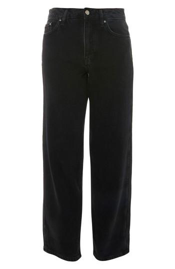 Women's Topshop Boutique Black Straight Leg Moto Jeans Us (fits Like 0) X - Black