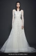 Women's Lazaro Glitter Embellished Lace Gown, Size In Store Only - Ivory