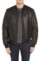 Men's Cole Haan Leather Varsity Jacket - Black