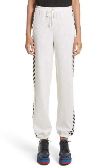 Women's Stella Mccartney Check Stripe Wool Joggers Us / 34 It - Ivory