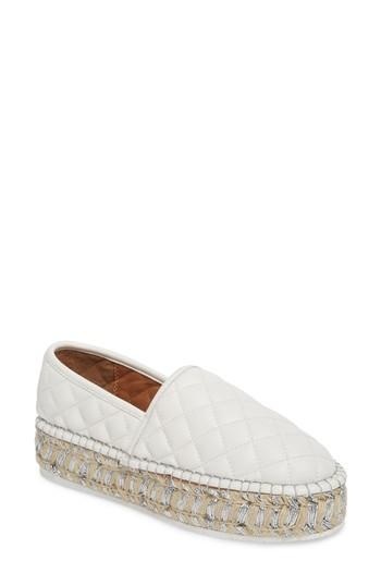 Women's Jslides Renata Quilted Slip-on Platform Flat .5 M - White