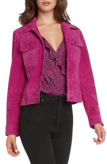 Women's Willow & Clay Suede Crop Jacket - Pink
