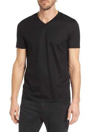 Men's Boss Teal Slim Fit V-neck T-shirt - Black