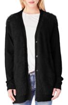 Women's Michael Stars Eyelash Front V-neck Cardigan - Black
