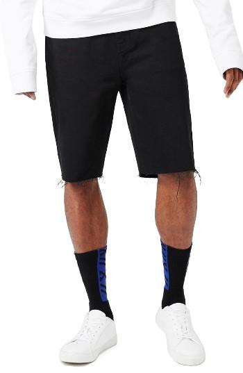 Men's Topman Aaa Collection Cutoff Denim Shorts - Black