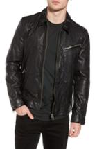Men's Scotch & Soda Lightweight Washed Leather Jacket - Black