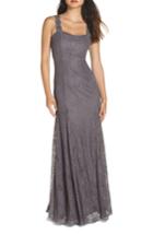 Women's Heartloom Jenna Floral Lace Trumpet Gown - Grey