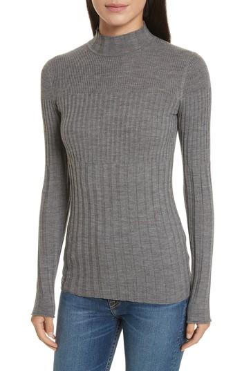 Women's Atm Anthony Thomas Melillo Merino Wool Variegated Rib Turtleneck - Grey