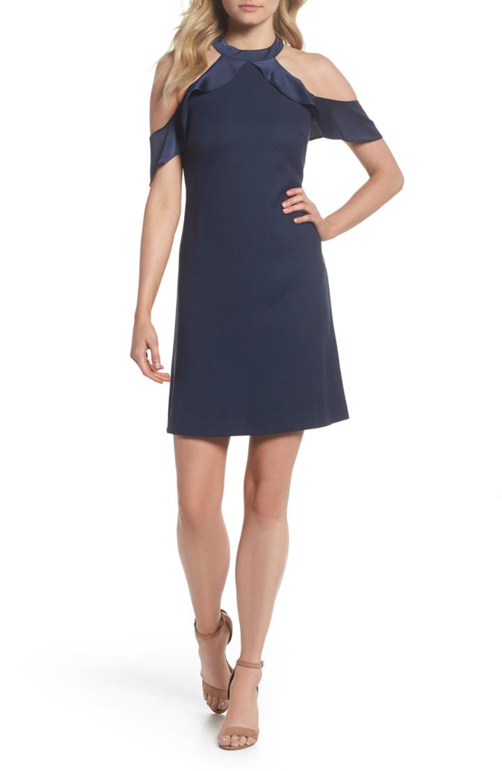 Women's Julia Jordan Cold Shoulder Satin Trim Dress