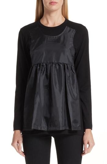 Women's Comme Des Garcons Taffeta Layered Top - Black