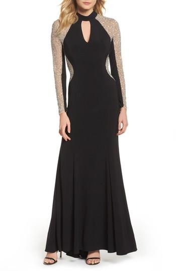 Women's Xscape Beaded Choker Neck Gown