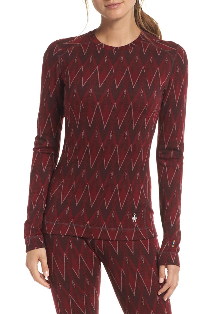 Women's Smartwool Merino 250 Base Layer Pattern Crew Top - Red