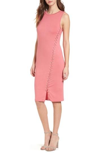 Women's Love, Fire Lace-up Sheath Dress - Pink