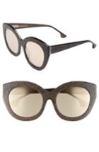 Women's Alice + Olivia Walker 54mm Cat Eye Sunglasses - Black Glitter