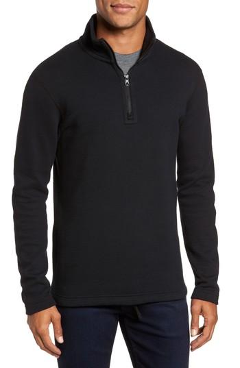 Men's Reigning Champ Mesh Half Zip Fleece Top - Black