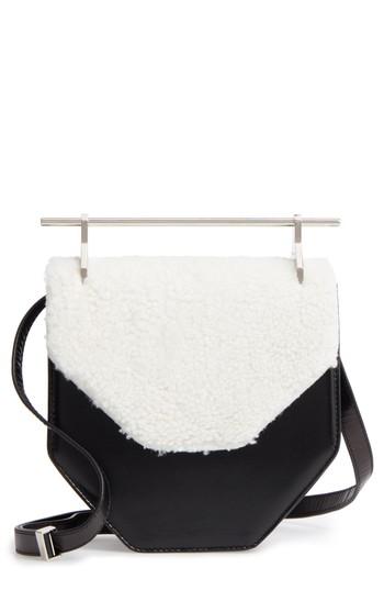 M2malletier Amor Fati Leather & Genuine Shearling Shoulder Bag -