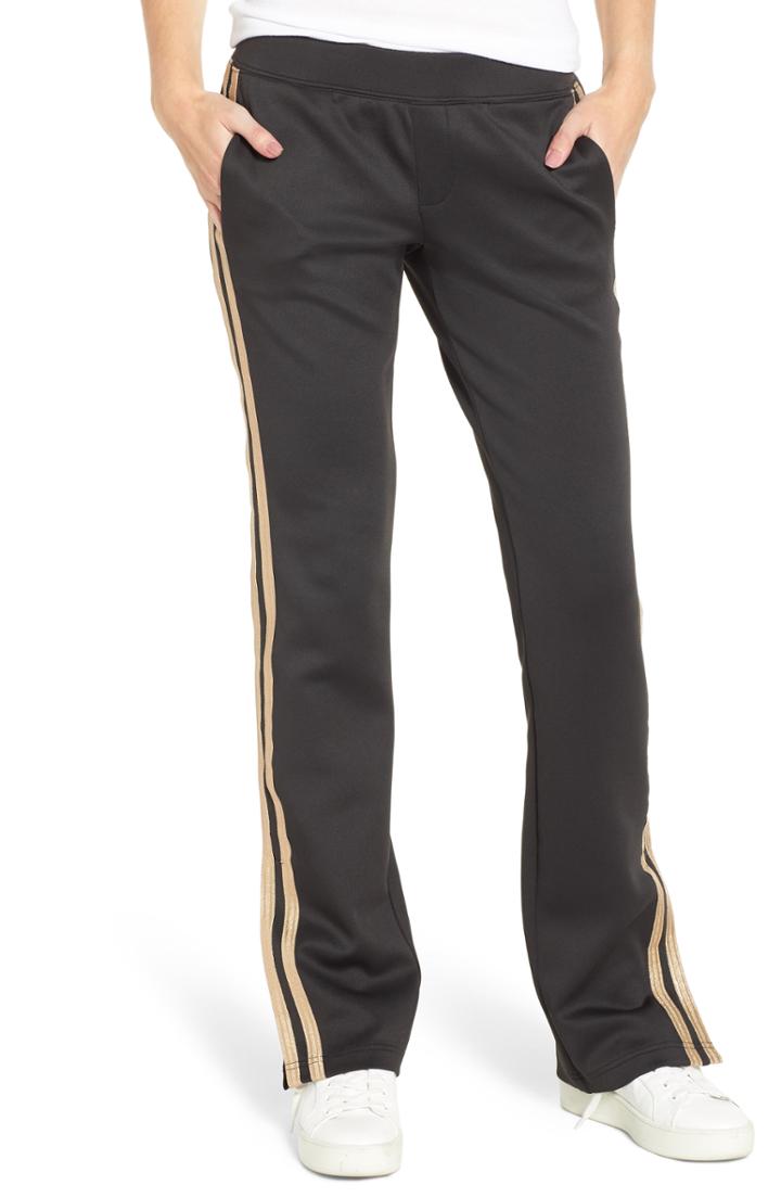 Women's Pam & Gela Metallic Stripe Track Pants - Black
