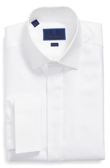 Men's David Donahue Trim Fit French Cuff Tuxedo Shirt 32/33 - White
