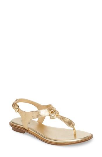 Women's Michael Michael Kors Suki T-strap Charm Sandal M - Metallic