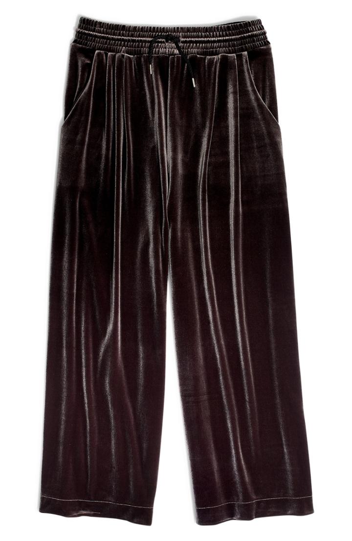 Women's Madewell Huston Stretch Velvet Crop Pants - Grey