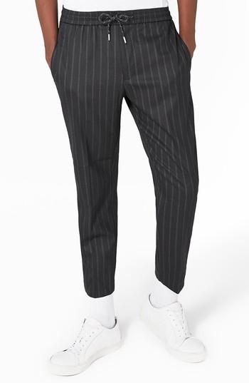 Men's Topman Pinstripe Crop Smart Joggers X 32 - Blue