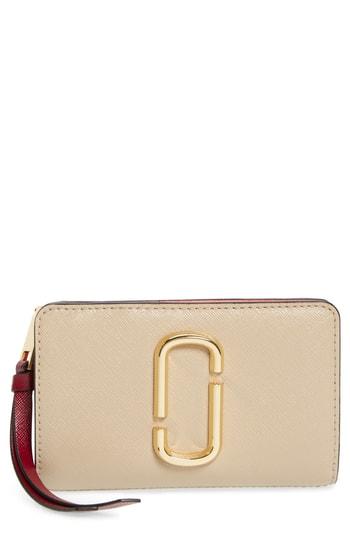 Women's Marc Jacobs Snapshot Compact Leather Wallet - Beige